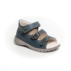 egy tépőzáras supinált szandál valódi bőrből kék varrásal